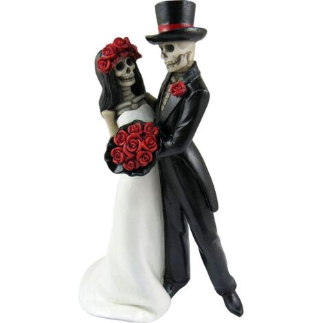 Gruselige Skelett-Brautpaarfigur aus Kunstharz, Halloween-Hochzeitsdekoration, Geschenk für eine schaurig-schöne Party