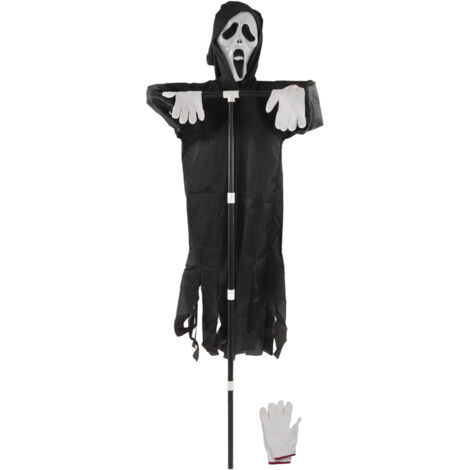 Gruselige Vogelscheuche aus PVC-Polyester mit abnehmbarer Stange, unheimliche Halloween-Dekoration für Garten und ländliche Umgebung