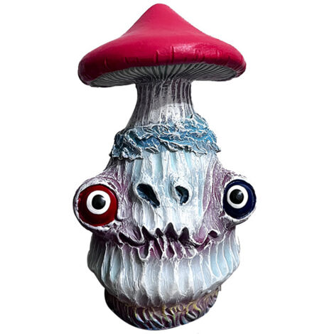 Gruseliger Halloween-Pilz mit leuchtenden Augen, Gartendekoration aus Kunstharz