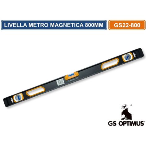 GS OPTIMUS GS22-800 LIVELLA METRO LINEARE MAGNETICA IN ALLUMINIO TRIPLA BOLLA DA 800MM