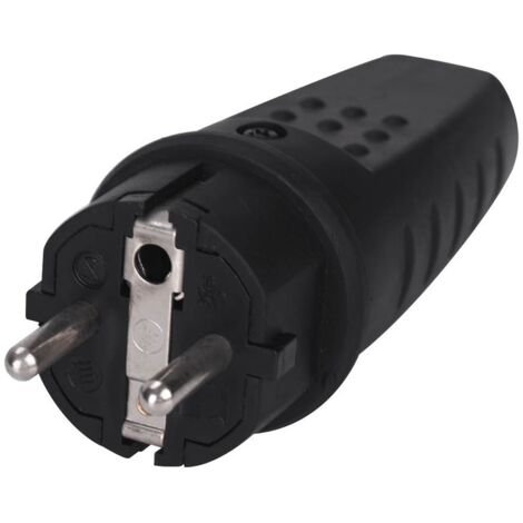 GSC 102015000  Clavija bipolar impermeable de goma 4.8mm Negro