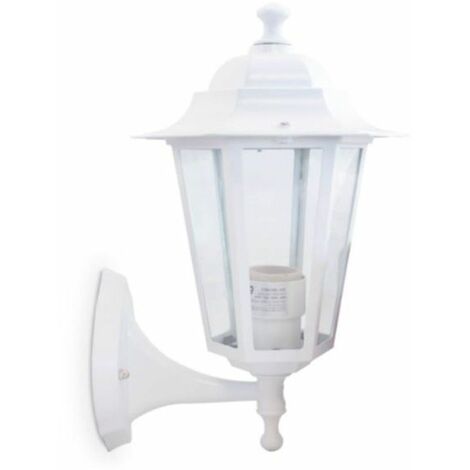 GSC – Hublot d'extérieur aluminium blanc IP44 – Culot E27 – Tension 220-240V – 60W – 6 faces pour éclairage optimal - 000700071