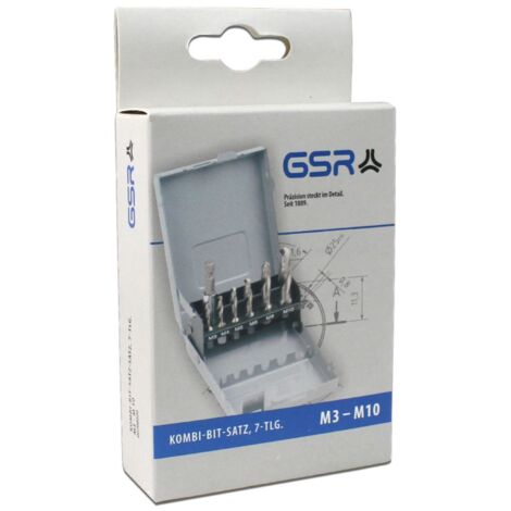 GSR Gewindeschneidsortiment 7-tlg. Kombi-Bit-Set M3-M10 HSSG