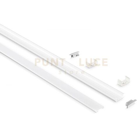 GSTP123- PROFILO IN ALLUMINIO SEZIONABILE INCASSO SU CARTONGESSO PIU DIFFUSORE COLORE BIANCO SENZA LED DA ACQUISTARE SEPARATAMENTE MT2