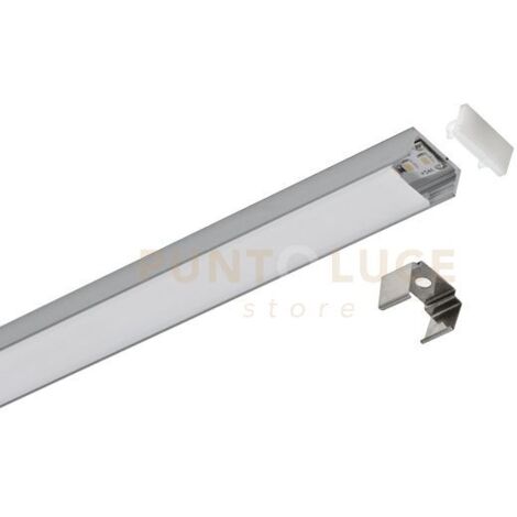 GSTP230- PROFILO IN ALLUMINIO SEZIONABILE PARETE/SOFFITTO/MOBILI CON DIFFUSORE AD INACSTRO COLORE GRIGIO MT2