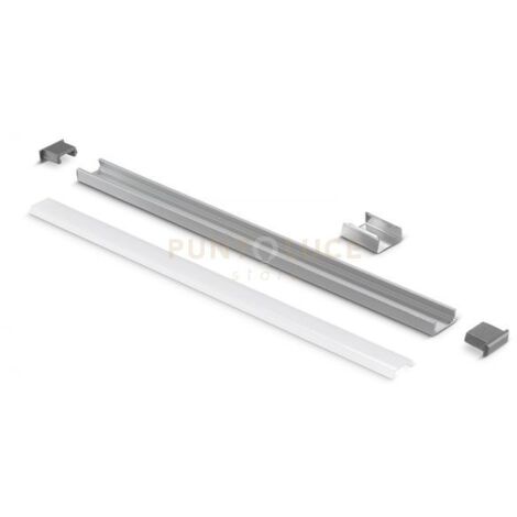 GSTP61- PROFILO IN ALLUMINIO INSTALLAZIONE A PLAFONE PER MOBILI/SOFFITTO/PARETE SEZIONABILE COLORE GRIGIO DIFFUSORE INCASSO