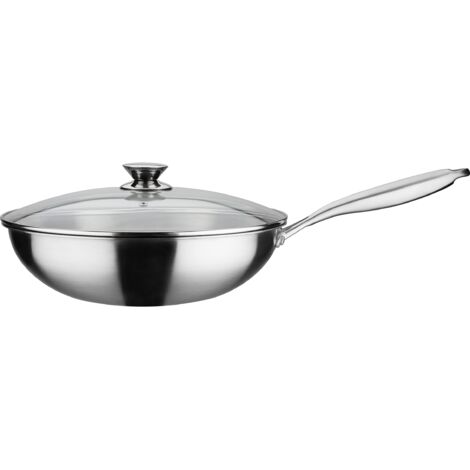 GSW 868402 - Padella per wok Asia con coperchio in vetro, diametro: 32 cm