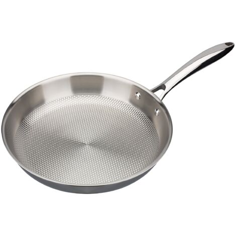 GSW 975346 inoxxal Plus Gastro Traditionell inoxxal Plus Padella Senza Coperchio, 28 cm – con Fondo a Nido d' Ape, Acciaio Inox, Argento, 49,5 x 29,5 x 5,2 cm