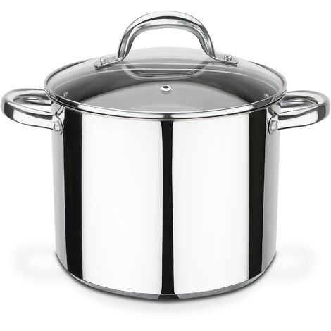 'GSW 990189 Montreal pentola con coperchio in vetro 20 cm/circa 5,0 litri, acciaio inox, argento, 34 x 21,5 x 17,5 cm, 1 unità