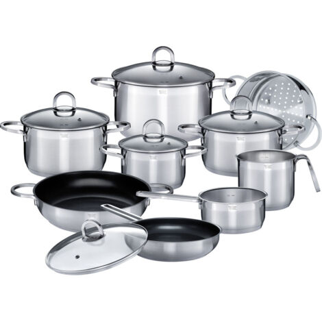 GSW Alara - Batterie de cuisine 14 pieces en acier inoxydable - Tous feux dont induction