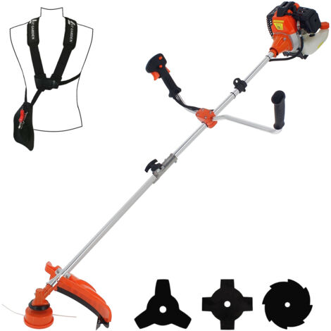 Gt Garden – Débroussailleuse thermique 52 cm3 – Moteur 2 temps 3 CV – Pompe d'amorçage pour démarrage facile – Fil de coupe 2.4 mm
