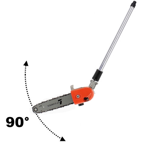 Gt Garden – Élagueuse multifonction 4 en 1 – Tête orientable 0° à 90° – Guide tronçonneuse 30 cm – Compatible débroussailleuses 52 cm3