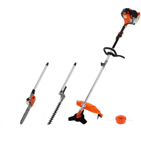 Gt Garden – Outil de jardin multifonction thermique – tronçonneuse 52 cm3 – débroussailleuse avec tête Tap and Go – taille-haies orientable 40 cm