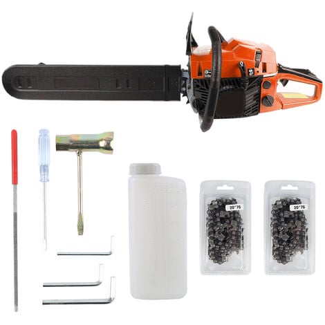 gt garden Tronçonneuse thermique 58cc, guide 50 cm, 2 chaînes