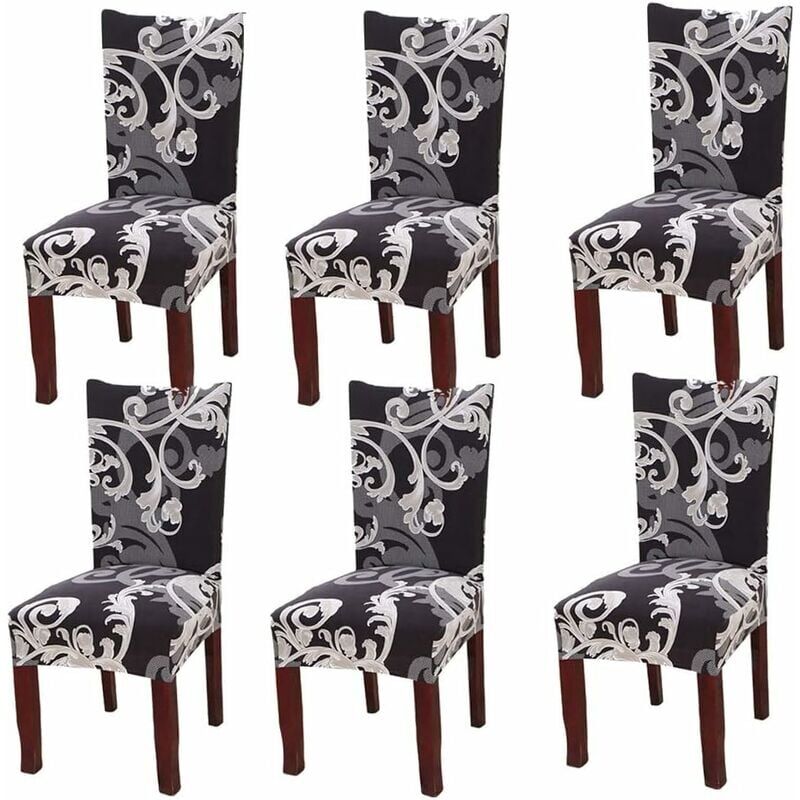 Er-Siice Set Of 6 Universal Stretch Chair Covers For European King Dining Chair