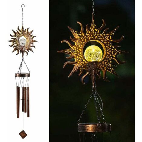 GTA Windspiele LED Solarleuchten Outdoor Garten Ornamente mit Metallrohr hängende Sonne Windspiele wasserdichte Dekoration für Garten Terrasse Balkon Hof