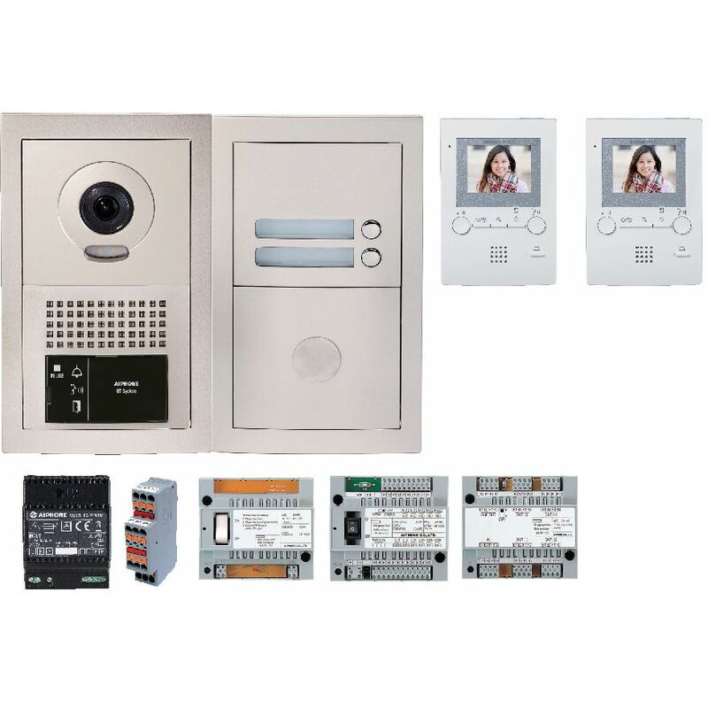 Pack vidéo GTBV2E 2 boutons avec 2 moniteurs GT1M3 programmés Aiphone