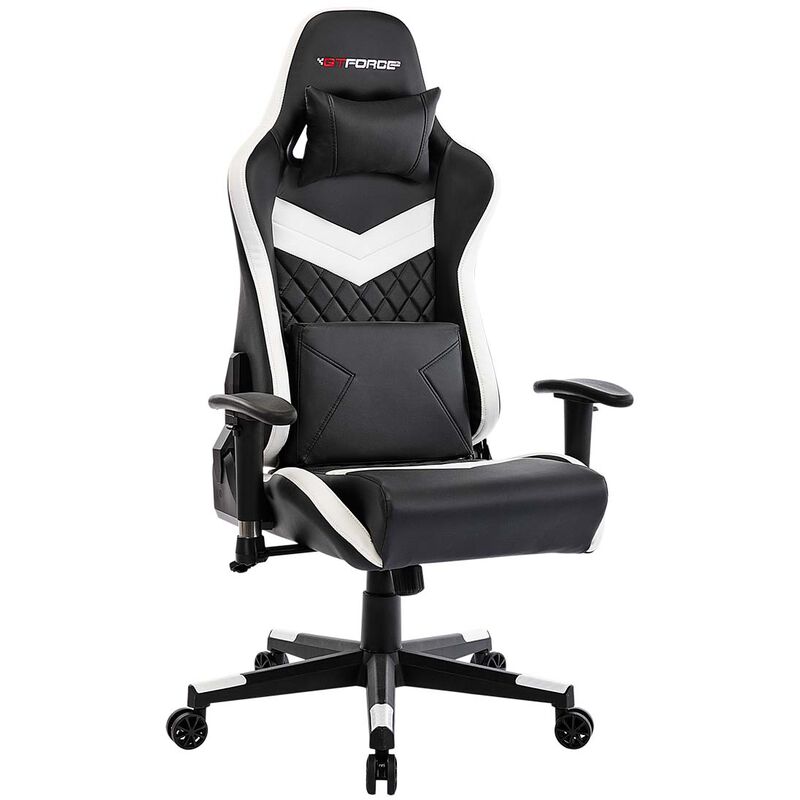 EVO SR RACING RECLINING SWIVEL OFFICE GAMING COMPUTER PC LEATHER CHAIR WHITE - Gtforce