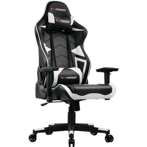 MORE4HOMES GTFORCE EXSTREAM LEATHER GAMING CHAIR WITH SPEAKER IN WHITE