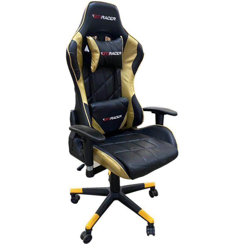 Gti Racer - Pro gt Racing Gaming Chair with Lumbar Support. pvc Leather Office Chair with adjustable Armrest & Recliner. Sport Seat for Ultimate