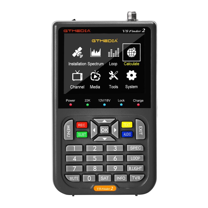 Gtmedia V8 Finder 2 Détecteur de signal tv Récepteur de signal DVB-S/S2/S2X Écran lcd 3,5 pouces H.264 Calcul automatique de l'angle Batterie 4000mAh