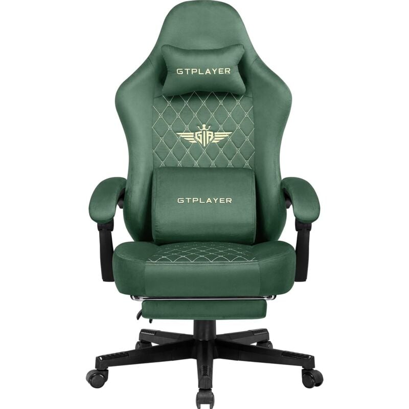 Gtplayer - Chaise Gaming Fauteuil Gaming Tissu Chaise Gamer Ergonomique Bureau Chaise pc, 150 kg, Chaise de Table RéGlable et Pivotante avec Coussin