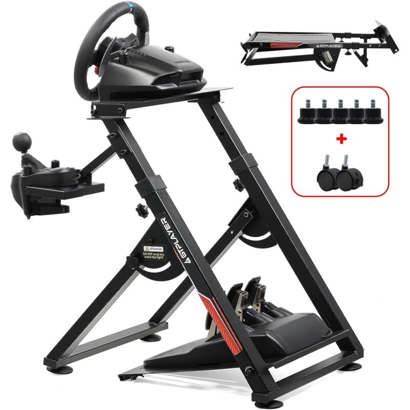 Gtplayer - Support Volant pour G923 G29 G920 Thrustmaster T300RST500RS Volant Gaming Retour de Force & TH8A Levier de Vitesse,Inclinable,Rouge