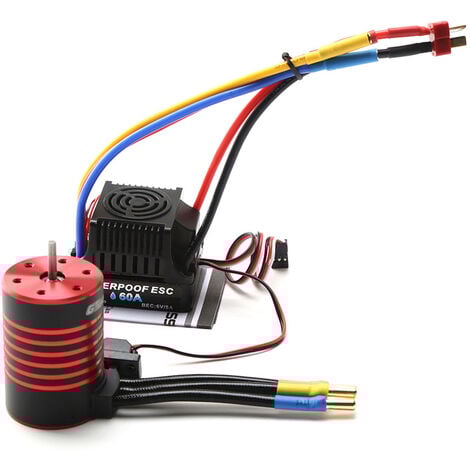 GTSKYTENRC 3650 Moteur Brushless 5200KV Moteur Étanche 60A ESC T Plug pour 1/10 RC Voiture Camion KSX3390 + KSX4485