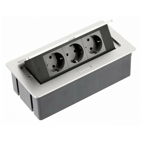 GTV 3-er Einbau-Steckdosenleiste Soft-Touch Silber