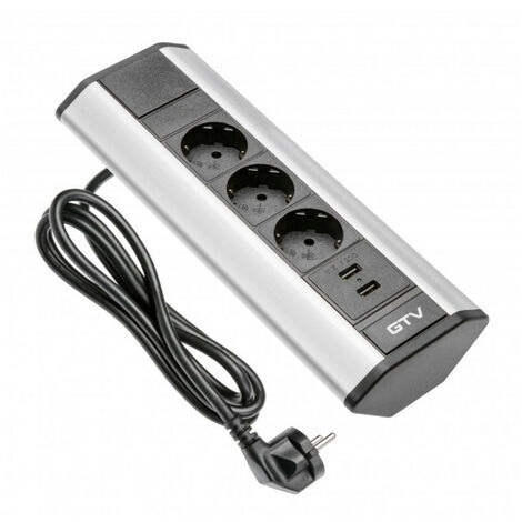 GTV 3er Eck-Steckdosenleiste mit 2 USB-Anschlüssen 2,1A 5V