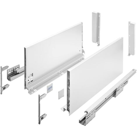 GTV Guide per cassetti AXIS Pro, estraibili per cassetti con estrazione, colore bianco, portata fino a 40 kg, sistema push to open, accesso libero, larghezza: 500 mm, altezza: 200 mm