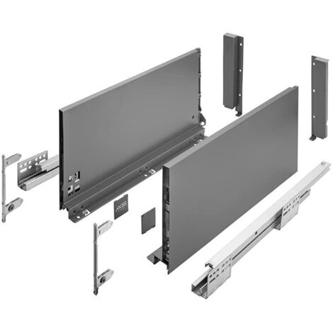 GTV Guide per cassetti AXIS PRO I estraibili per cassetti con estrazione, colore antracite, portata fino a 40 kg, push to open con sincronizzazione, accesso libero, larghezza: 350 mm, altezza: 200 mm
