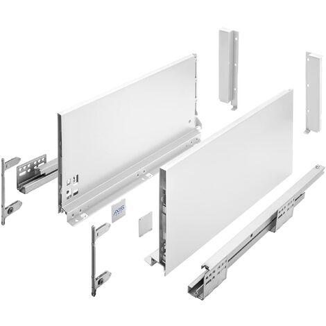 GTV Sistema di cassetti AXIS PRO I con rivestimento completamente estraibile, bianco, portata fino a 40 kg, push to open con sincronizzazione, accesso libero, larghezza: 400 mm, altezza: 200 mm