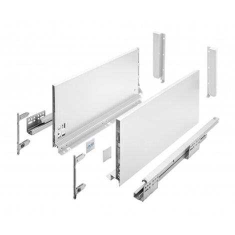 GTV- Sistema di Cassetti AXIS PRO, Set Guide Scorrevoli per Cassetti, Set di Cassetti, Portata fino a 40 kg, Cassetti Scorrevoli Con Chiusura ammortizzata - Larghezza 500mm, Altezza 200mm, Bianco