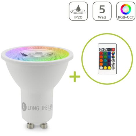 GU10 5W LED Spot RGB+CCT Farbwechsel mit IR Fernbedienung