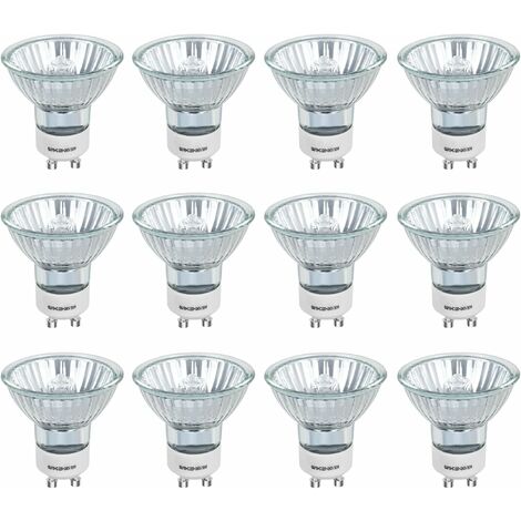 GU10 Ampoules Halogènes, Culot GU10,50W, 400lm, Blanc Chaud 2800K, 38° Faisceaux,Dimmable, Ampoules LED Spot avce Finition Verre pour l'éclairage de Piste Paysage Maison(12pcs GU10)