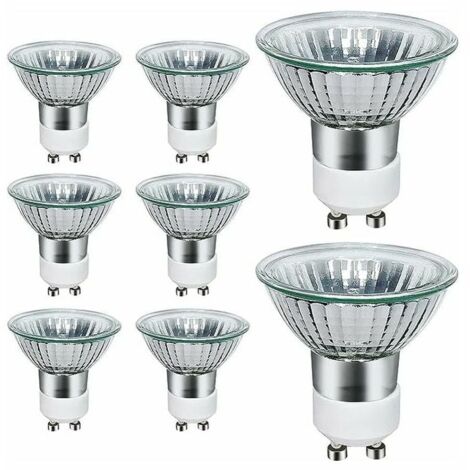 GU10 Ampoules Halogènes, Lot de 8 50W GU10 Spots Halogènes, AC 220V-240V, 700 Lumens, 3000K Blanc Chaud, Angle de Faisceau 40°,GU.B/bon