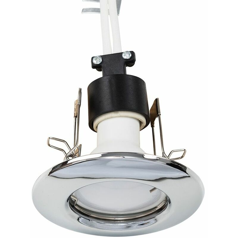 Recessed GU10 Ceiling Downlight Spotlight + 5W Cool White LED Bulb - Chrome