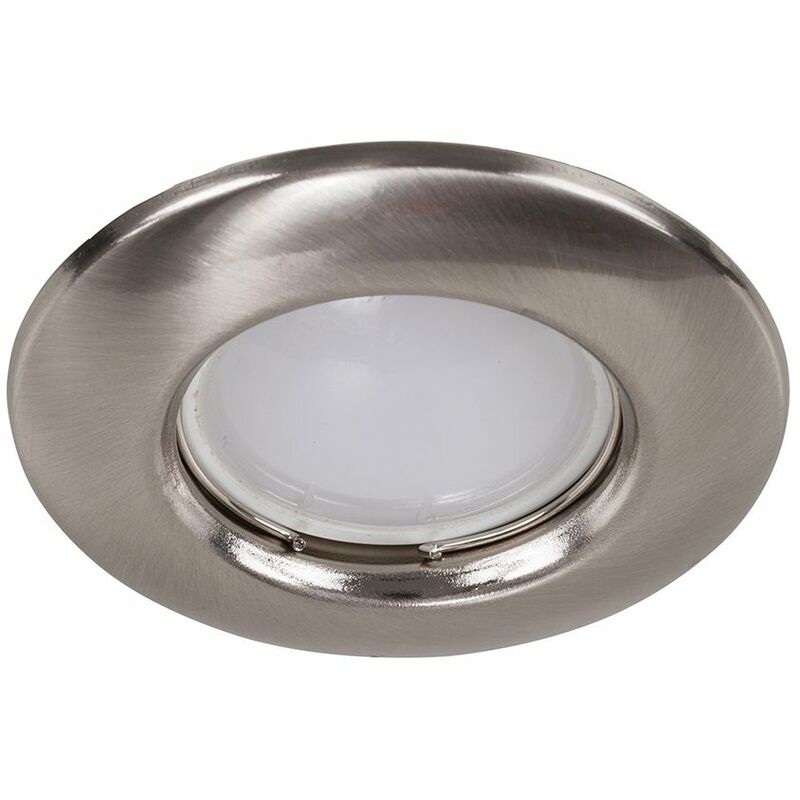 Recessed GU10 Ceiling Downlight Spotlight + 5W Warm White LED Bulb - Brushed Chrome