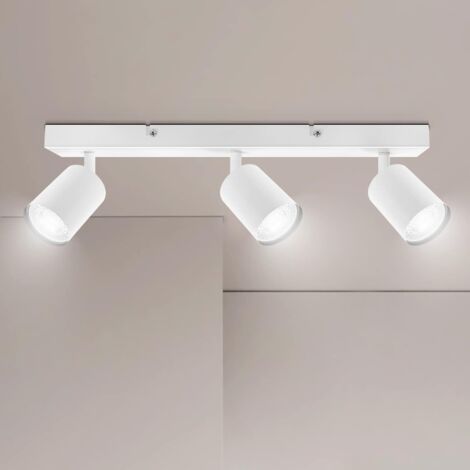 GU10 Ceiling Spotlight, 3 Spot White Ceiling Light, Adjustable Spotlight, Modern Ceiling Light Fixture, Indoor LED Ceiling Light for Kitchen, Bedroom, Living Room, Comes Without Bulbs