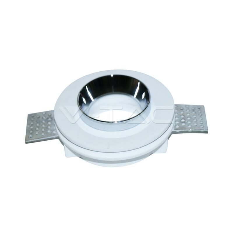 Image of Esolution - GU10 fitting gesso white recessed light with chrome metal rotondo