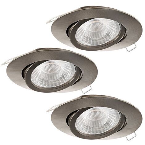 GU10 LED Ensemble de 3 encastré TEDO 1 Ø 8cm en mat de nickel incl. GU10 LED orientable et STEP anti-éblouissement