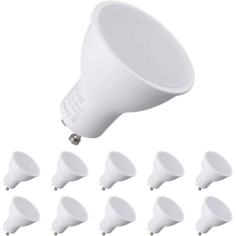 GU10-LED-Leuchtmittel, 7 W, entspricht 70 W Halogenbirne, 550 ml, Warmweiß 3000 K, 120° breite Strahlen, Spot-LED-Leuchtmittel, 10er-Pack [Energieklasse A++] [Energieklasse F]