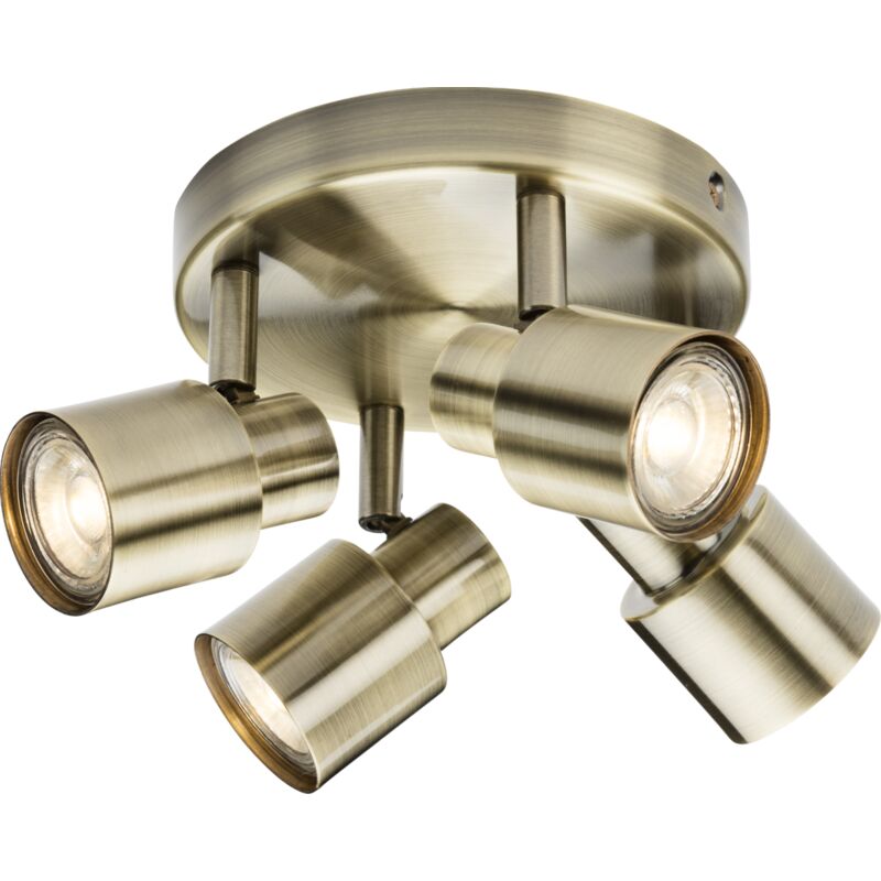 GU10 Quad Spotlight - Antique Brass 230V IP20 50W