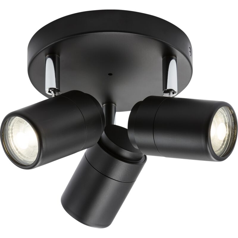 GU10 Triple Spotlight - Matt Black 230V IP44 20W