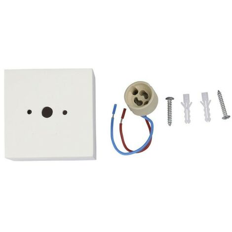 GU10 y GU5.3 (MR16) Portalà¡mpara LED cuadrado para montaje en techo Cuerpo de escayola blanco