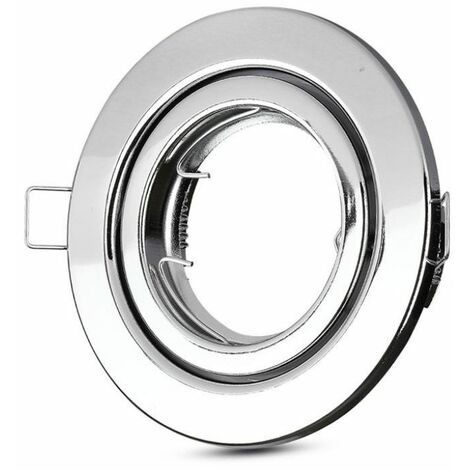 GU10 y GU5.3 (MR16) Portalà¡mpara LED redondo para empotrar Color cromo con mecanismo giratorio