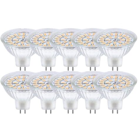 GU5.3 LED bulb, MR16 LED 12 V, 3 W, equivalent to 30 W halogen lamp, warm white 3000 K, non-dimmable LED spot bulb, 10 pieces [energy class F]