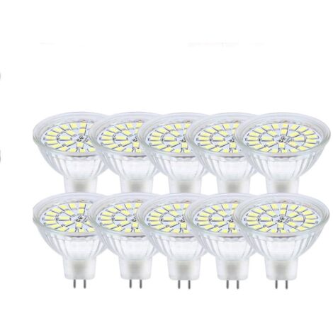 GU5.3 LED-Leuchtmittel, Kaltweiß 6000 K, MR16 LED 12 V, 3 W, entspricht 30 W Halogen, nicht dimmbare LED-Spot-Glühbirnen, 10 Stück [Energieklasse F]