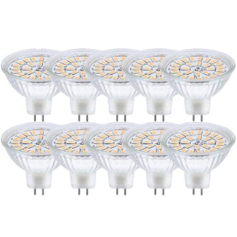 GU5.3 LED-Leuchtmittel, MR16 LED 12 V, 3 W, entspricht 30 W Halogenlampe, Warmweiß 3000 K, nicht dimmbare LED-Spot-Leuchtmittel, 10 Stück [Energieklasse F]
